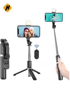 Buy Selfie Stick Tripod Wireless Remote Control Mini Extendable 4 in 1 Selfie Stick-360° rotation phone stand holder For Vlogging in UAE