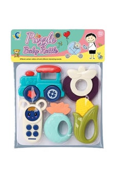 Buy Baby Rattles Set, 5 Pieces with Silicone Tips, Multicolor in Egypt