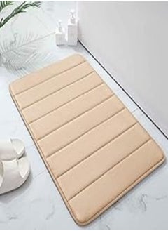 اشتري 2-PCS Non-Slip Bath Mat With Memory Foam, Bathroom Rugs Water Absorption Toilet Mats, 40x60cm Thick Soft Comfortable Machine Washable Door Mats, Easier to Dry Floor Mats (Beige) (Beige) في مصر