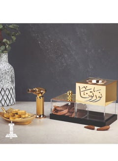 اشتري مجموعة مبخرة مرايا ذهبي  بعبارة نورتونا مبخرة مصنوعه من الاكريلك الشفاف والذهبي في السعودية