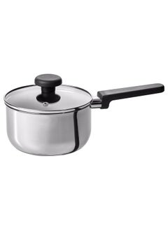 Buy Saucepan With Lid Non Stick Coating Clear Glass And Stainless Steel 2 L in Saudi Arabia