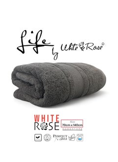 اشتري Soft And Absorbent Single Pcs Bath Towel 600GSM - Bathroom Towel (70x140cm) Grey في السعودية