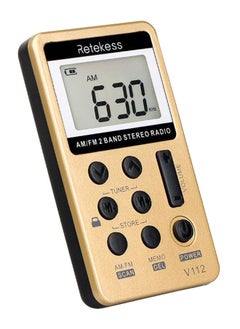 Buy Portable Pocket Digital Radio Tuning With Earphone V376 Gold/Black in Saudi Arabia