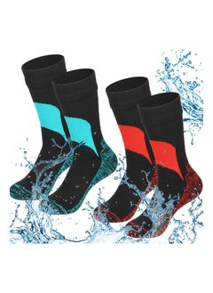 اشتري Waterproof Socks Unisex  Waterproof Breathable Socks  Outdoor Hiking Wading Fishing for Men Women  Weatherproof Camping Hiking Running Skiing and Other Activities(2 Pairs)(M) في السعودية