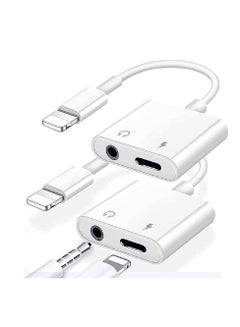Buy 2 pack Headphones Jack Adapter for iPhone, 2 in 1 Charger, Aux Audio Splitter Dongle Adapter for iPhone, for iPad, for iPod, Support All iOS System in UAE