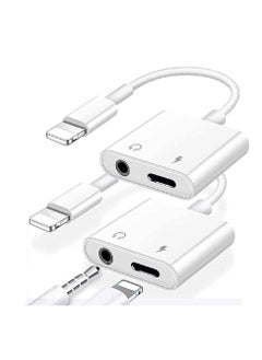 Buy 2 pack Headphones Jack Adapter for iPhone, 2 in 1 Charger, Aux Audio Splitter Dongle Adapter for iPhone, for iPad, for iPod, Support All iOS System in UAE