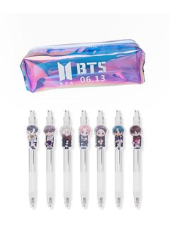 Buy BTS Ballpoint Pen 0.5 MM Refill Black Ink With Blue Pencil Case in UAE