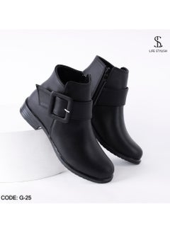 Buy Ankle Boot Leather With Zipper G-25 - Black in Egypt