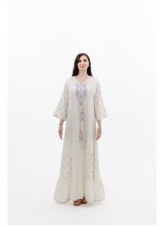 اشتري LONG VISCOSE WHITE COLOUR EMBROIDERED ARABIC JALABIYA DRESS في الامارات