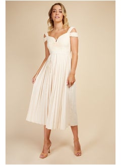 اشتري Cold Shoulder Pleated Midi Dress في مصر