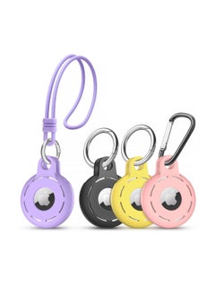 Buy AirTag Holder Soft Silicone Case 4 Pack with Keychain Accessories for Easy Attachment to Wallets Keys and Pet Collars in UAE