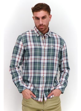 اشتري Men Regular Fit Plaid Long Sleeves Casual Shirt, Olive Combo في الامارات