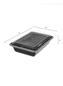 Buy 12-Piece Rectangular Disposable Food Container With Lid Black 22x15.5x4.5cm in Saudi Arabia