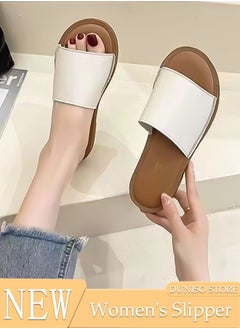 اشتري Women's Slip On Flat Sandals Square Open Toe Slide Sandals Comfortable Women Slippers Nonslip Backless Beach Slip for Indoor and Outdoor في الامارات