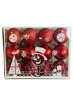 اشتري Christmas Tree Ornaments Balls Hanger Decorations Xmas Ball Decor For Festival Party - Red - 12 pcs في مصر