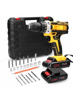 Buy Electric Drill Brush Motor 2 Batteries,Cordless Drill Driver Torque 25+3 Clutch,Keyless Chuck,Variable Speed,Built-in LED Power Drill for Drilling Wall in Saudi Arabia