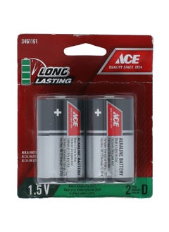 Buy 2-Piece 1.5V Alkaline D Battery Black and Silver 11.4 x 3.4 x 9.4 cm LR20UD-2B in Saudi Arabia