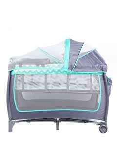 Buy Baby Travel Cot with Mosquito Net and Changing Table Foldable Nursery Portable Baby Cradle (Blue) in Saudi Arabia