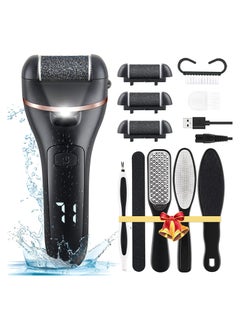 Buy Electric Feet Callus Remover, Professional 18 in 1 Foot File Pedicure Kit Tools, Rechargeable Dry Dead Skin Foot Scraper with 3 Roller Heads & 2-Speed Power for Feet Hands Heels Spa (Black) in UAE
