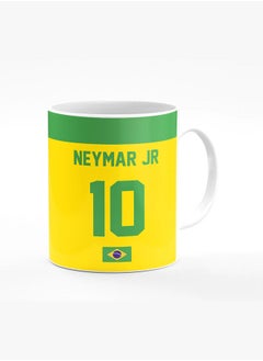 Buy Designer Printed Coffee Mug with Heavy Duty Handle 11oz Ceramic Personalised Gift Mugs Cup [Microwave Safe & Dishwasher Proof] -Football Team - Brazil Player Name - Neymar Jr in UAE