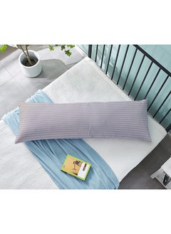 اشتري Krude Long Body Pillow 1pc, Fabric: 100% Polyester 85 GSM Microfiber 1 cm Stripe Super Soft, Filling: 1300 gm Hollow Fiber Comfort, Breathable & Ultra Soft Size: 45 x 120 cm, Color: Light Grey في الامارات