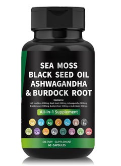 اشتري Organic Sea Moss Capsules - Burdock Root, Irish Moss and Bladderwrack Capsules for Immune System, Gut, Skin & Energy - 60 Irish SeaMoss Pills with Raw Sea Moss Powder في السعودية