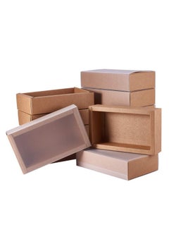 Buy 12Packs Large Rectangle Brown Kraft Boxes Heavy Duty Gift Box With Clear Pvc Windows 6.5X4X1.5 For Party Favor Treats Bakery Jewelry Wedding Gift Packaging in Saudi Arabia