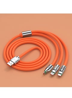 Buy M MIAOYAN new 120W one-to-three data cable three-in-one (Apple, type-c, Android) USB interface zinc alloy mobile phone charging cable 6A super fast charging bold in Saudi Arabia