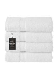 Buy Premium 100 % Combed Cotton 4-Pcs Hand Towel Set (50 X 90 CM) 600 GSM Super Soft Hand Towel, Highly Absorbent, Quick Dry,Best Towel for Bathroom, Spa And Hotel,White in UAE