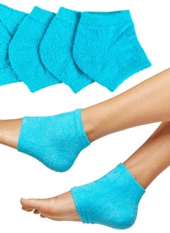 اشتري Moisturizing Fuzzy Sleep Socks with Vitamin E, Olive Oil and Jojoba Seed Oil to Soften and Hydrate Dry Cracked Heels (Regular, Blue) في الامارات