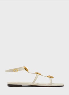 Buy Radishy Gold Coin Flat Sandals in UAE