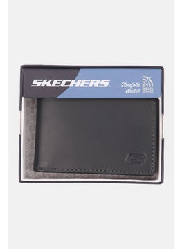 اشتري Men Brand Logo Leather Slim Fold Wallet 9 H x 11 L x 1 W cm, Black في الامارات