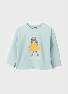 اشتري Poncho Crew Neck Printed Baby Girl T-shirt في مصر