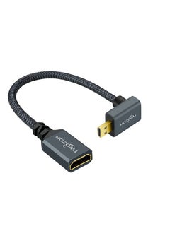 Buy Up Angled Micro Hdmi To Hdmi Adapter Cable 0.6Ft Nylon Braided 270°Degree Micro Hdmi Male To Hdmi Female Cable Support 4K@60Hz 1080P in UAE