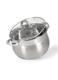 اشتري Stockpot with Glass Lid 24x14.5cm / 6.5 Liter with Measuring Mark, Stainless Steel Stockpot Felina Series | Stay-cool Handle | Induction Ready | Dishwasher Safe | Compatible with All Stovetops في الامارات