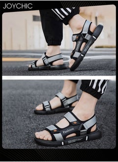 Buy Men's Trendy Outdoor Personalized Sandals Household Anti-slip Summer Beach Sandals Black+Grey in Saudi Arabia