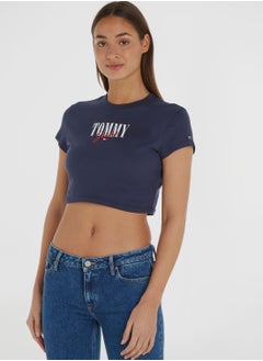 اشتري Round Neck Logo Crop T-Shirt في الامارات