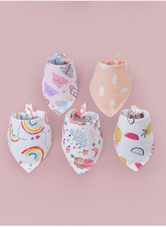 Buy Pink Series 5pcs Colorful Cotton Baby Bibs Reversible Saliva Towel For Baby Girl in Saudi Arabia