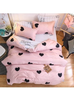 Buy Pink Heart Single Size Comforter Set 6Pcs Include 1 Lightweight Comforter With 1 Lining 360 Fitted Mattress Cover and 4 Soft Pillowcases Easy Cary Comforter Set in UAE