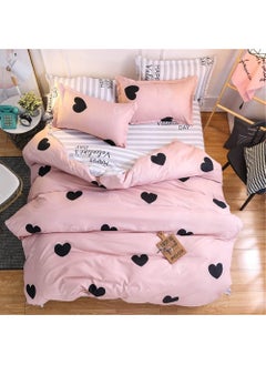 Buy Pink Heart Single Size Comforter Set 6Pcs Include 1 Lightweight Comforter With 1 Lining 360 Fitted Mattress Cover and 4 Soft Pillowcases Easy Cary Comforter Set in UAE