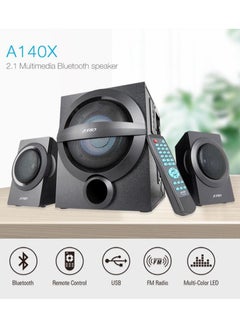 Buy A140X Bluetooth Multimedia Speakers with Subwoofer Satellite Speaker Remote Digital FM & USB Black in UAE