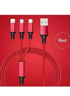 Buy 3-in-1 Multifunctional Charging Cable (1.2M) – Nylon Braided USB to Type-C/Micro-USB/Lightning – Quick Charge Adapter for Smartphones and Tablets – [Matte Round Cord] [5-10W Power] [Voltage ≤36V] in UAE