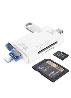 اشتري SD Card Reader, 6-in-1 USB C/Micro/USB Memory Reader Camera Viewer, USB 3.0 SD Card Reader Adapter Used for SD-3C SD Micro SD TF SDXC SDHC MMC RS-MMC Micro SDXC Micro SDHC UHS-I (White) في الامارات