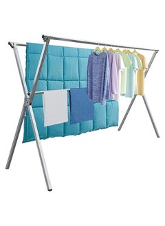 Buy Clothes Drying Rack, Stainless Steel Clothes Shelf, Adjustable Folding and Saver Space Storage for Indoor/Outdoor with Windproof Hooks 200CM in Saudi Arabia