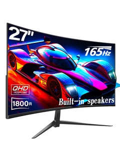 اشتري Curved 27-inch Gaming Monitor 1080p up to 165Hz 144Hz, DisplayPort HDMI and Build-in Speakers, VESA Wall Mount Monitor Black في السعودية