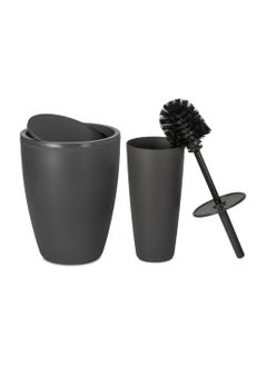 Buy Primanova pure plastic bathroom set consist of 2 peices basket 7,5 liter toilet brush with holder for bathroom and kitchen cleanness grey in Egypt