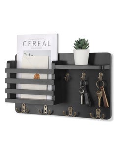 Buy Floating Shelves,Key and Mail Holder for Wall Decorative,Rustic Mail Organizer Wall Mount, Wooden Letter Sorter Organizer with Key Rack Hooks for Hallway Kitchen Farmhouse Decor in Saudi Arabia