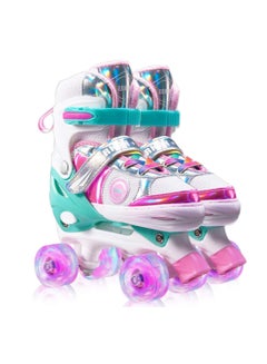 Buy Girls Roller Skates for Kids Toddler 4 Size Adjustable Roller Skates, All 8 Light UP Wheels Girls Roller Skates Shine, Fun Illuminating Roller Skates for Boys Kids Beginners in Saudi Arabia