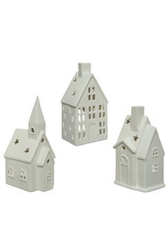 Buy Kaemingk Tealightholder Porcelain House White, Assorted 1 Piece in UAE