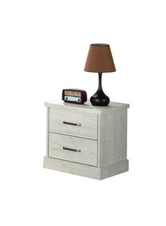 Buy Zirco 2 Drawer Night Stand Multifunctional Bedside Table Space Saving Nightstand Side Table Modern Design Furniture For Bedroom L 46x39x51.4 Cm White Oak in UAE